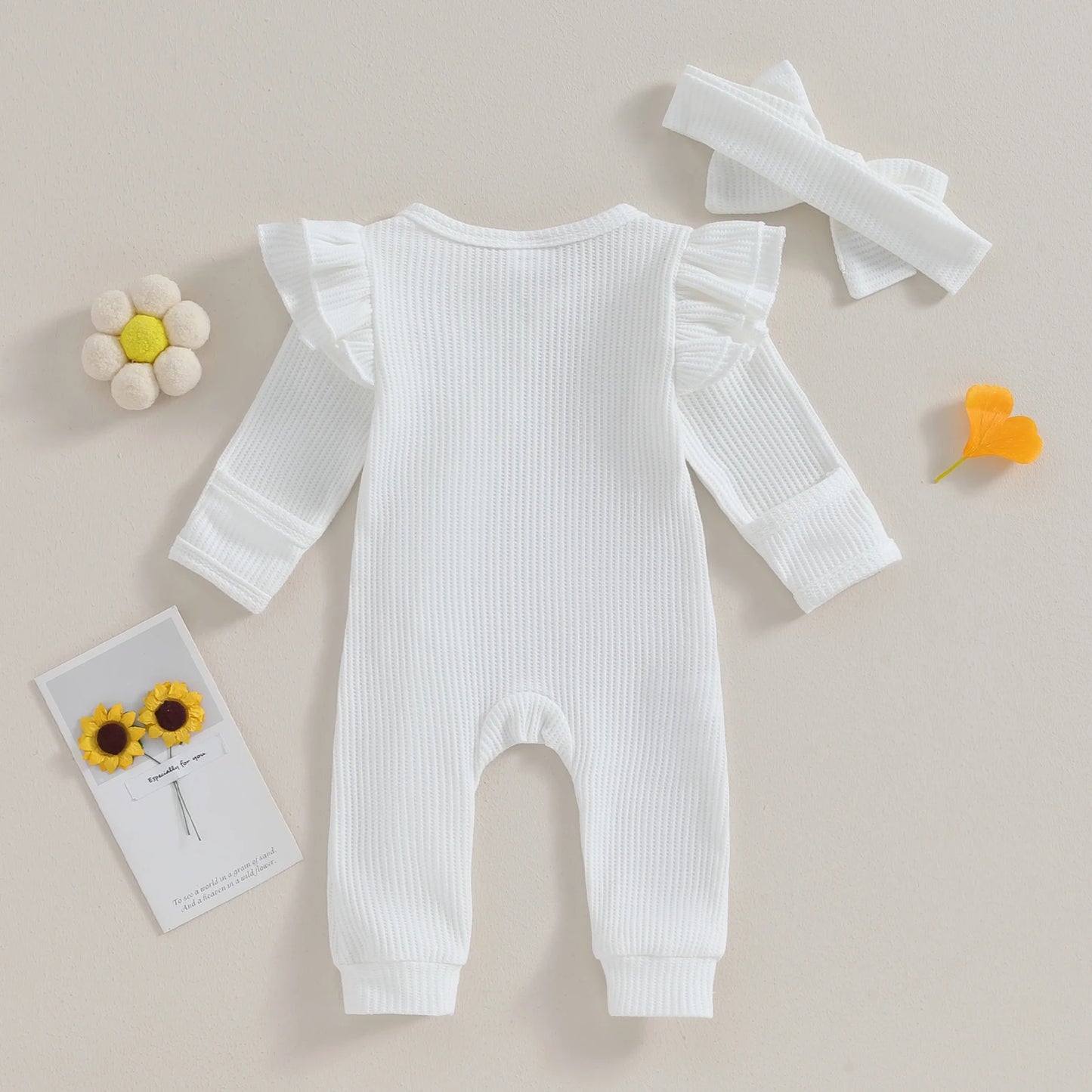 Ruffled Baby Jumpsuit Bow Headband