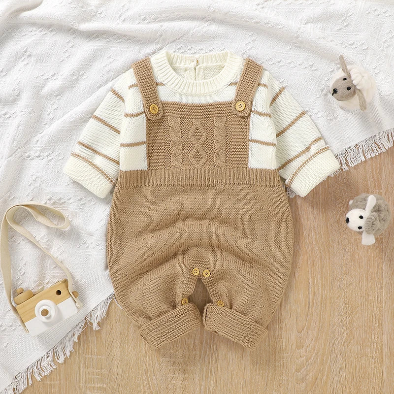 Knitted Baby Romper Outfit (Various Colours Available)