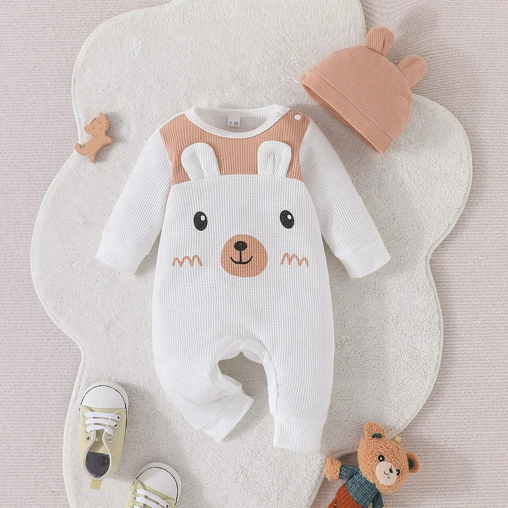 Baby Unisex Onesie Cute Bear Ears Hat Jumpsuit
