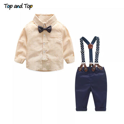 Little Gent Bow Tie T-shirt & Suspenders (Various Styles Available)