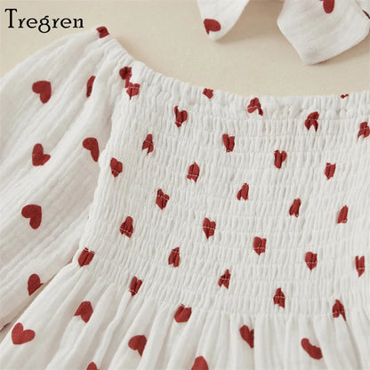 Baby Girl Heart Print Bodysuit with Headband