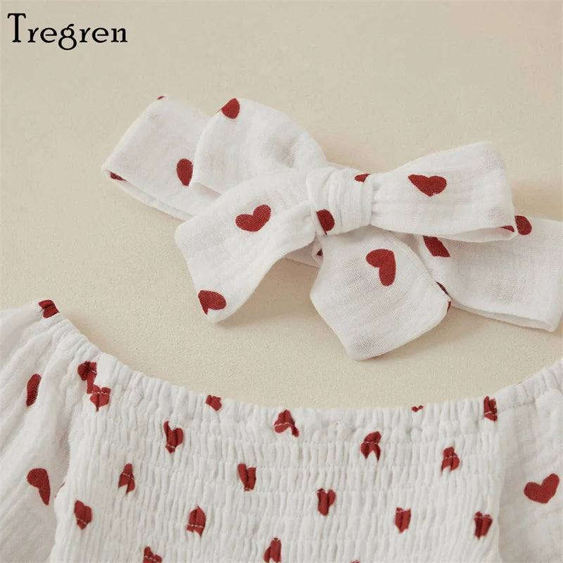 Baby Girl Heart Print Bodysuit with Headband