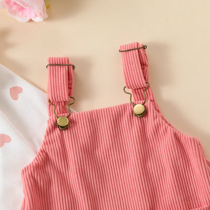 3Pc Baby Girl Pinafore Dress Set