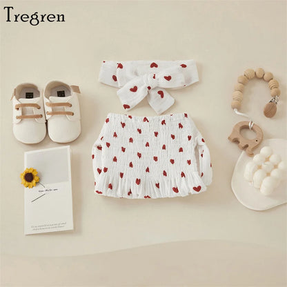 Baby Girl Heart Print Bodysuit with Headband