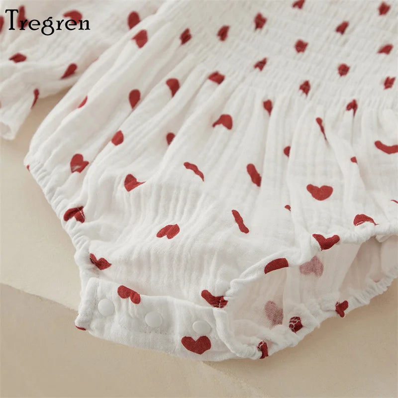 Baby Girl Heart Print Bodysuit with Headband